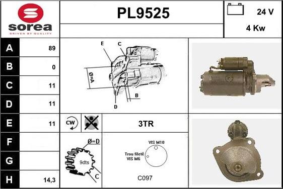 SNRA PL9525 - Стартер unicars.by