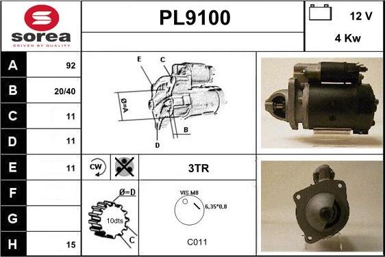 SNRA PL9100 - Стартер unicars.by