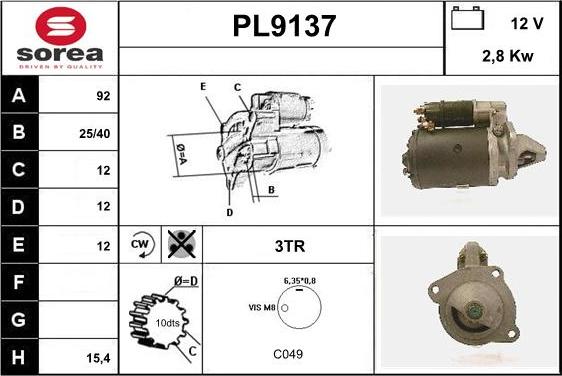 SNRA PL9137 - Стартер unicars.by