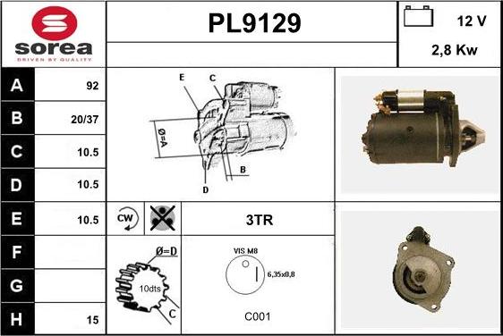 SNRA PL9129 - Стартер unicars.by