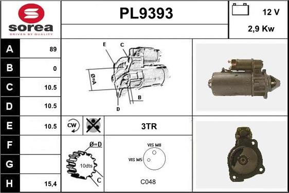 SNRA PL9393 - Стартер unicars.by