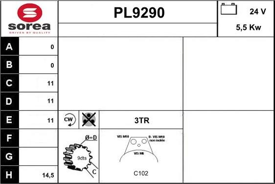 SNRA PL9290 - Стартер unicars.by