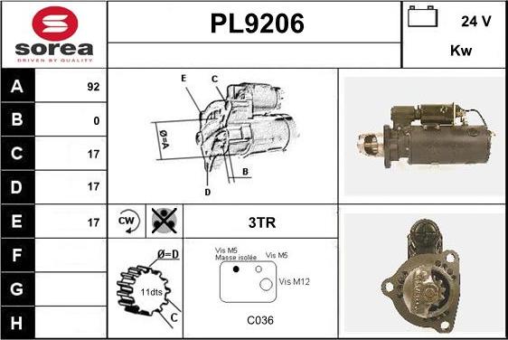 SNRA PL9206 - Стартер unicars.by