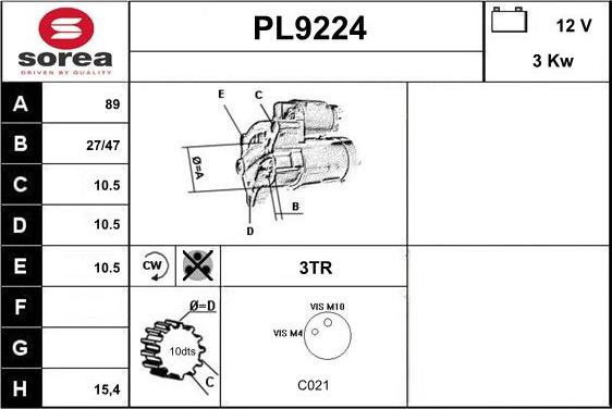 SNRA PL9224 - Стартер unicars.by