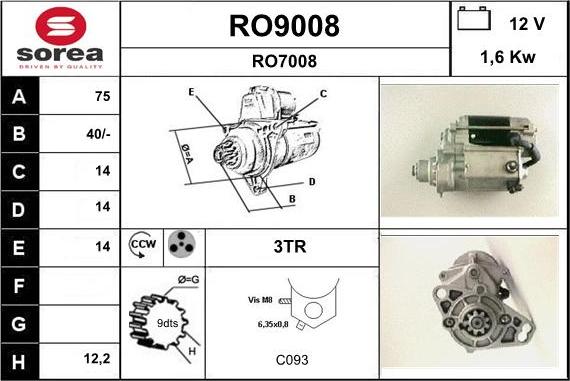 SNRA RO9008 - Стартер unicars.by