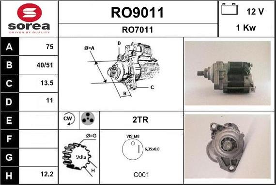 SNRA RO9011 - Стартер unicars.by