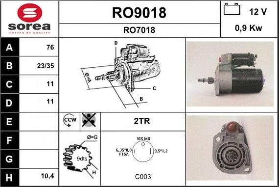 SNRA RO9018 - Стартер unicars.by