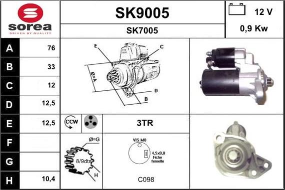 SNRA SK9005 - Стартер unicars.by