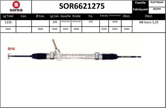 SNRA SOR6621275 - Рулевой механизм, рейка unicars.by