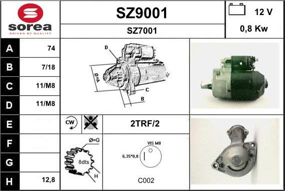 SNRA SZ9001 - Стартер unicars.by