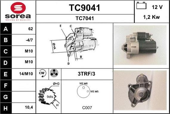 SNRA TC9041 - Стартер unicars.by