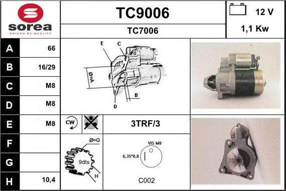 SNRA TC9006 - Стартер unicars.by