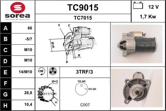 SNRA TC9015 - Стартер unicars.by