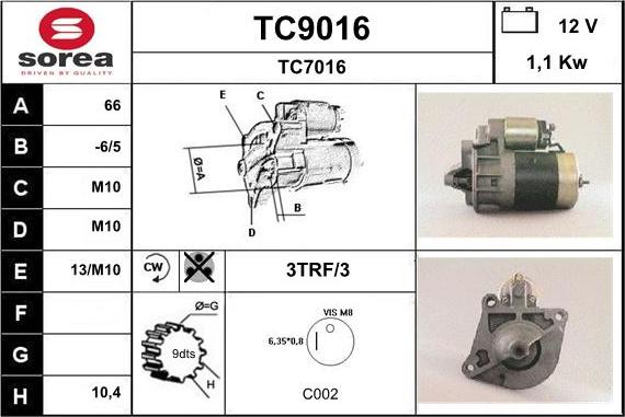 SNRA TC9016 - Стартер unicars.by