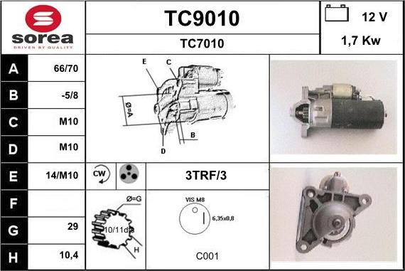 SNRA TC9010 - Стартер unicars.by