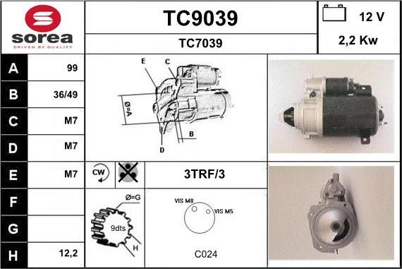 SNRA TC9039 - Стартер unicars.by