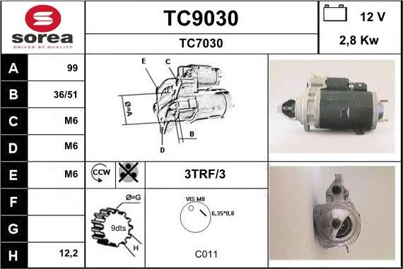 SNRA TC9030 - Стартер unicars.by