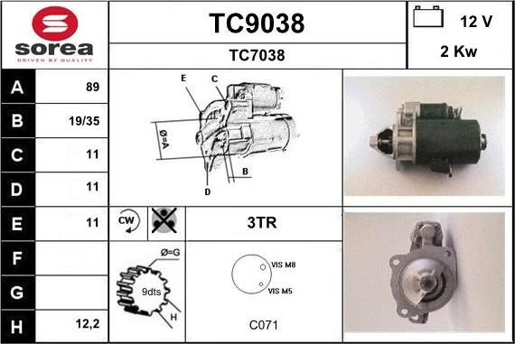 SNRA TC9038 - Стартер unicars.by