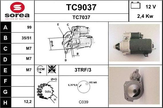 SNRA TC9037 - Стартер unicars.by