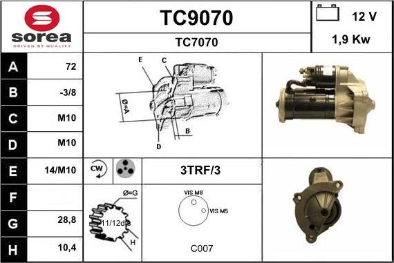 SNRA TC9070 - Стартер unicars.by