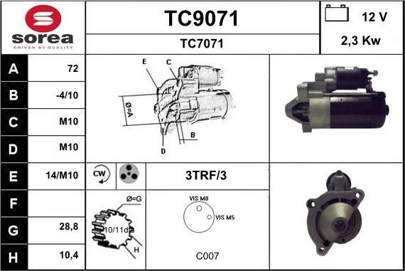 SNRA TC9071 - Стартер unicars.by