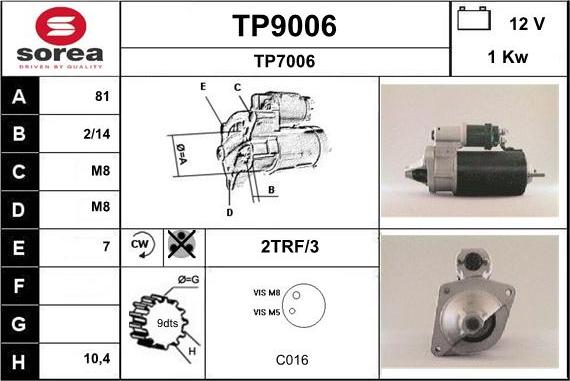 SNRA TP9006 - Стартер unicars.by