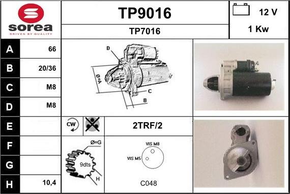 SNRA TP9016 - Стартер unicars.by