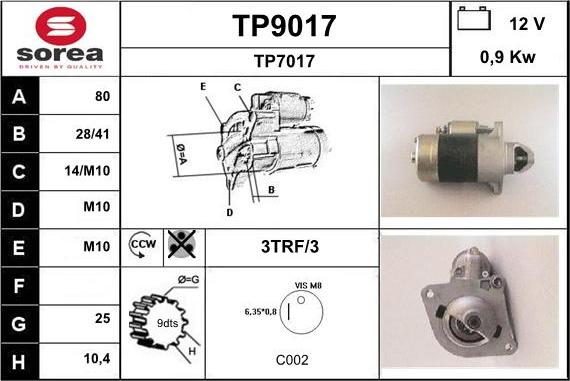 SNRA TP9017 - Стартер unicars.by