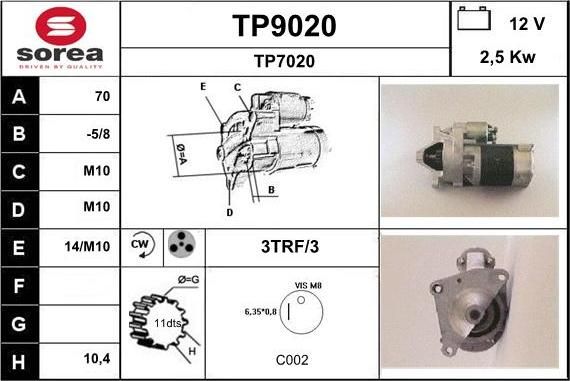 SNRA TP9020 - Стартер unicars.by