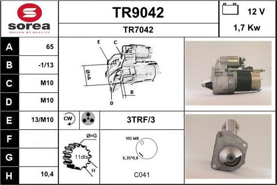 SNRA TR9042 - Стартер unicars.by