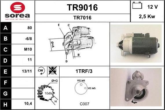 SNRA TR9016 - Стартер unicars.by