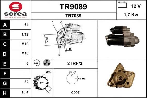 SNRA TR9089 - Стартер unicars.by