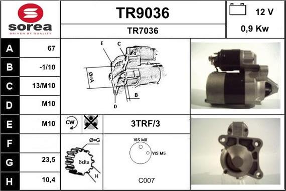 SNRA TR9036 - Стартер unicars.by