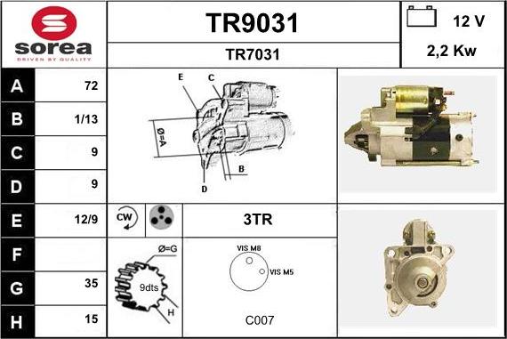 SNRA TR9031 - Стартер unicars.by