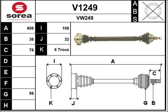 SNRA V1249 - Приводной вал unicars.by