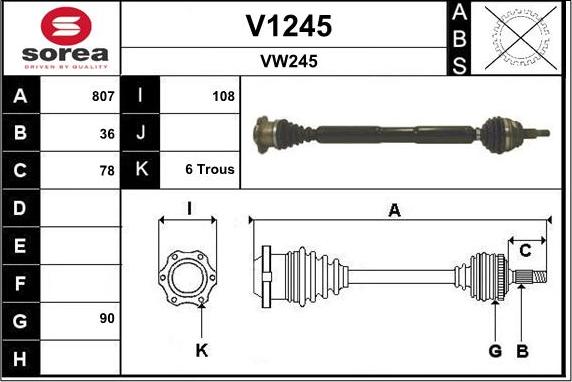 SNRA V1245 - Приводной вал unicars.by