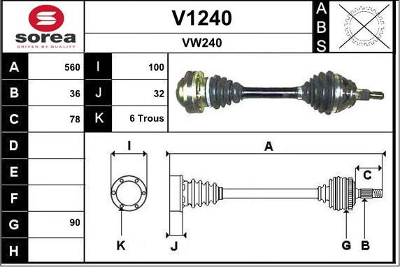 SNRA V1240 - Приводной вал unicars.by