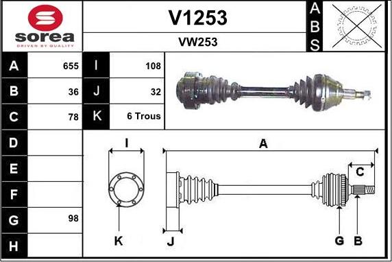 SNRA V1253 - Приводной вал unicars.by