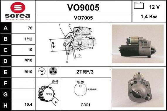 SNRA VO9005 - Стартер unicars.by