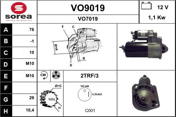 SNRA VO9019 - Стартер unicars.by