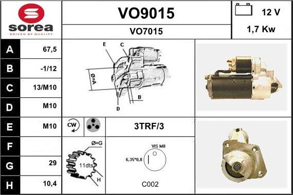 SNRA VO9015 - Стартер unicars.by