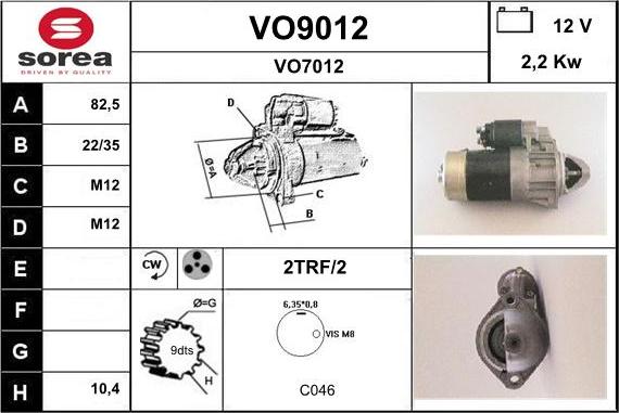 SNRA VO9012 - Стартер unicars.by