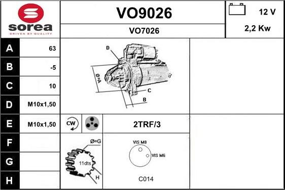 SNRA VO9026 - Стартер unicars.by