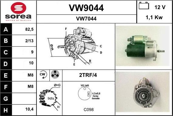 SNRA VW9044 - Стартер unicars.by