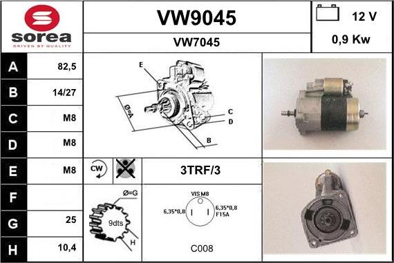 SNRA VW9045 - Стартер unicars.by