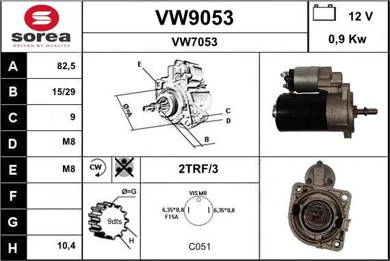 SNRA VW9053 - Стартер unicars.by