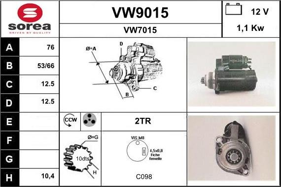 SNRA VW9015 - Стартер unicars.by