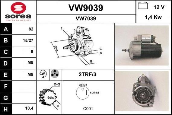 SNRA VW9039 - Стартер unicars.by