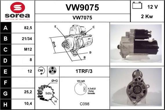 SNRA VW9075 - Стартер unicars.by