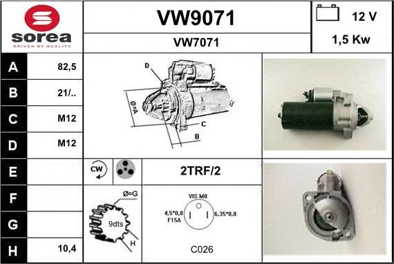 SNRA VW9071 - Стартер unicars.by